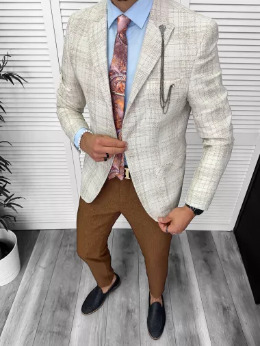 Costum barbati slim fit sacou, pantaloni, vesta, cravata, batista 13205