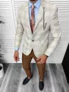 Costum barbati slim fit sacou, pantaloni, vesta, cravata, batista 13205