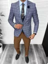 Costum barbati slim fit sacou, pantaloni, vesta, cravata, batista 13206