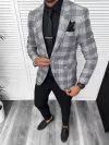 Costum barbati slim fit sacou, pantaloni, vesta, cravata, batista 13207