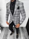 Costum barbati slim fit sacou, pantaloni, vesta, cravata, batista 13207