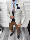 Costum barbati slim fit sacou, pantaloni, vesta, cravata, batista 13208