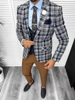 Sacou barbati slim fit bleumarin 13197 12