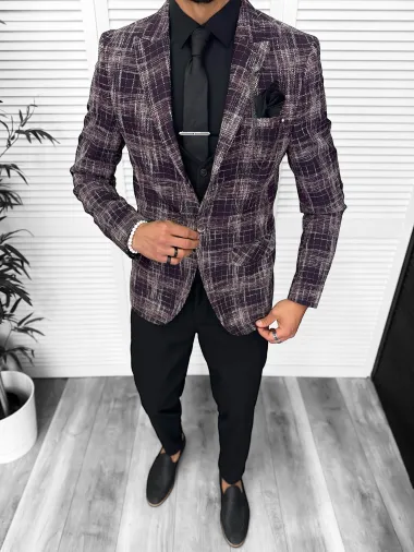 Sacou barbati slim fit grena 13197 111-3