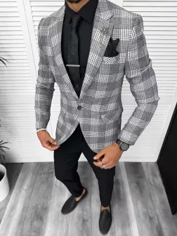 Sacou barbati slim fit gri 3094