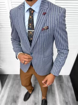 Sacou barbati slim fit cu dungi 3131