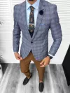 Sacou barbati slim fit in carouri 678