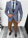 Sacou barbati slim fit in carouri 678