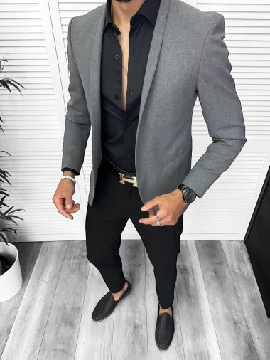 Sacou barbati slim fit gri CK023 P18-4.1