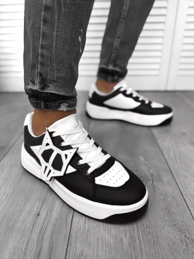 Adidasi barbati casual, albi cu negru 080