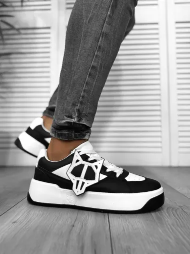 Adidasi barbati casual, albi cu negru 080