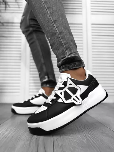 Adidasi barbati casual , albi cu negru 080