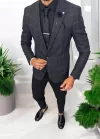 Costum barbati slim fit sacou, pantaloni, vesta, cravata, batista 13192
