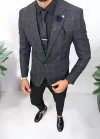 Costum barbati slim fit sacou, pantaloni, vesta, cravata, batista 13192