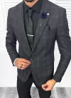 Costum barbati slim fit sacou, pantaloni, vesta, cravata, batista 13192