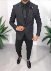 Costum barbati slim fit sacou, pantaloni, vesta, cravata, batista 13192
