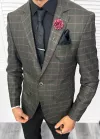 Costum barbati slim fit sacou, pantaloni, vesta, cravata, batista 13194