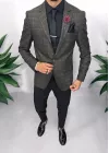 Costum barbati slim fit sacou, pantaloni, vesta, cravata, batista 13194