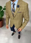 Sacou barbati slim fit , maro in carouri 3259