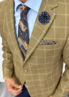 Sacou barbati slim fit , maro in carouri 3259