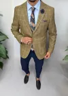 Sacou barbati slim fit , maro in carouri 3259
