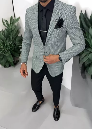 Sacou barbati slim fit verde 565