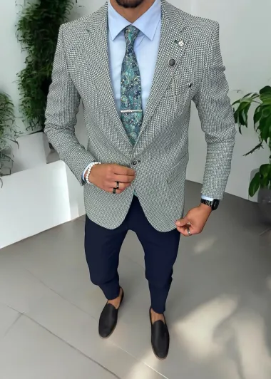 Sacou barbati slim fit verde 565 43-5