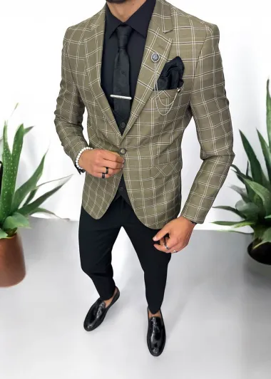 Costum barbati slim fit sacou, pantaloni, vesta, cravata, batista 13196