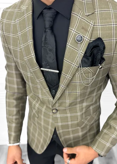 Costum barbati slim fit sacou, pantaloni, vesta, cravata, batista 13196