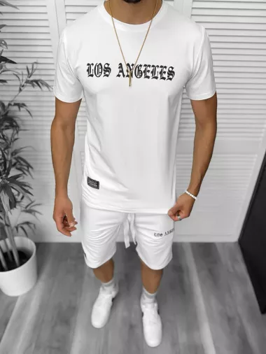 Compleu de vara tricou + pantaloni, alb, TS950 D6-1.1