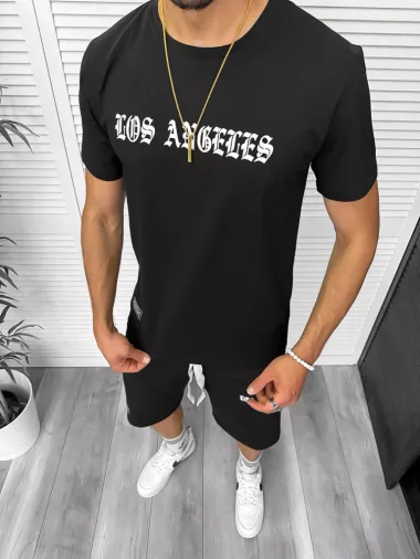 Compleu de vara tricou + pantaloni, negru, TS950 D6-1.1