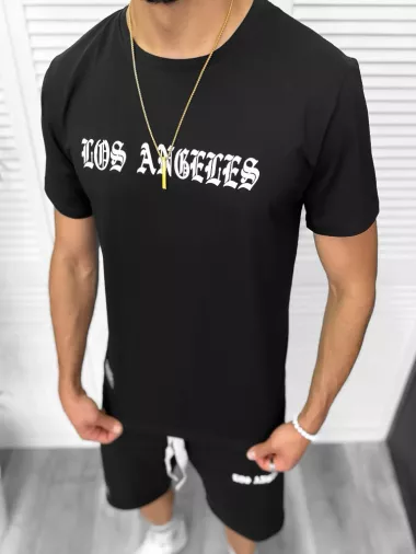 Compleu de vara tricou + pantaloni, negru, TS950 D6-1.1