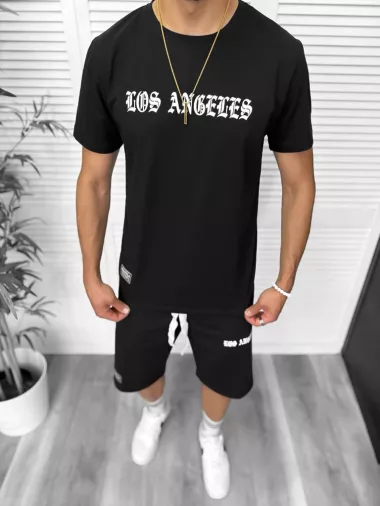 Compleu de vara tricou + pantaloni, negru, TS950 D6-1.1