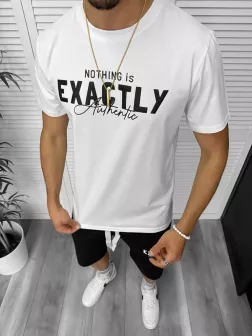 Compleu de vara tricou cu imprimeu pe spate + pantaloni, alb, TS953 D6-1.2