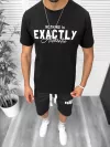 Compleu de vara tricou cu imprimeu pe spate + pantaloni, negru, TS953 D6-1.2