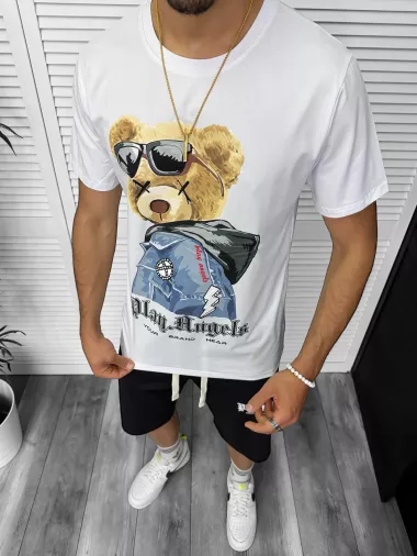 Compleu de vara tricou + pantaloni, alb, TS958 D6-1.3