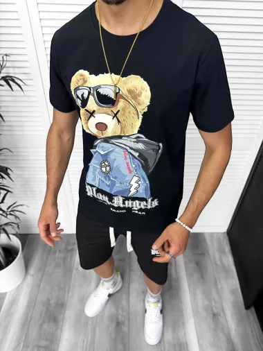 Compleu de vara tricou + pantaloni, negru, TS958 D6-1.3