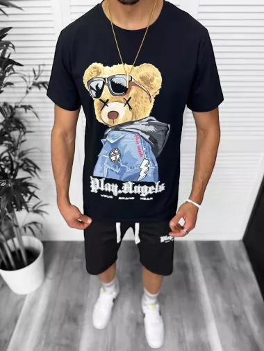 Compleu de vara tricou + pantaloni, negru, TS958 D6-1.3