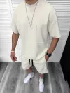 Compleu de vara, oversize, bej, triocu + pantaloni 097