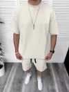 Compleu de vara, oversize, bej, triocu + pantaloni 097