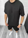 Compleu de vara, oversize, negru, triocu + pantaloni 097