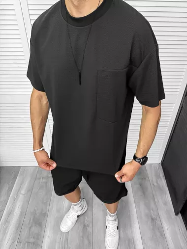 Compleu de vara, oversize, negru, triocu + pantaloni 097