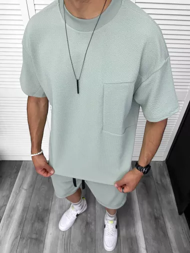 Compleu de vara, oversize, vernil, triocu + pantaloni 097