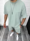 Compleu de vara, oversize, vernil, triocu + pantaloni 097