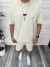 Compleu de vara, oversize, bej, triocu + pantaloni 099