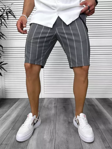Pantaloni scurti casual, gri cu dungi 13165 D6-4.2
