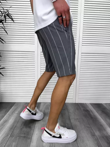 Pantaloni scurti casual, gri cu dungi 13165 D6-4.2