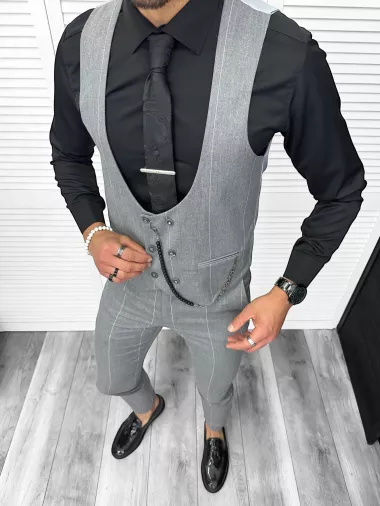 Compleu barbati Vesta + Pantaloni Lant si cravata cadou B4184