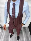 Compleu barbati Vesta + Pantaloni grena B5517 Lant si cravata cadou Y8-3*