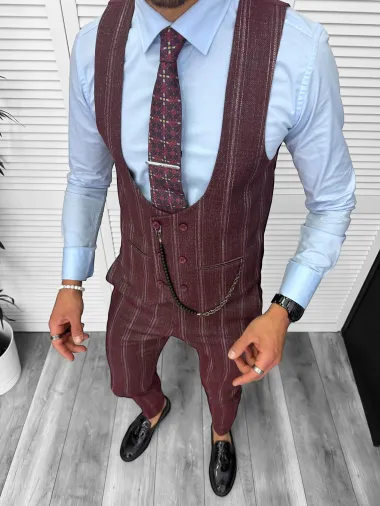 Compleu barbati Vesta + Pantaloni grena B5517 P18-3.1